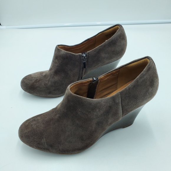 Clarks Collection Zip Up Ankle Wedges Booties 11M - Picture 4 of 7
